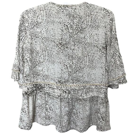 Saylor | Revolve White & Green Tiered Ruffle Peasant Gauze Top Medium Boho EUC - Picture 7 of 8